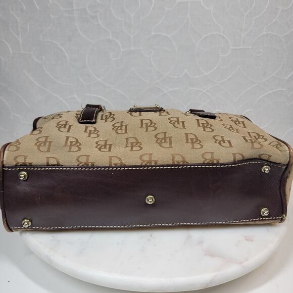Dooney & Bourke Womens Monogram Bag Brown Signature Canvas Leather Trim Y2K - Picture 10 of 16